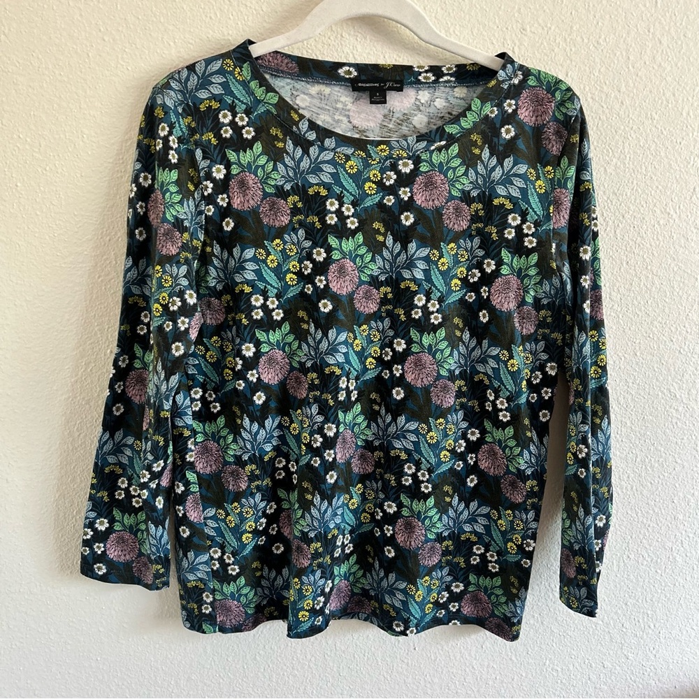 Jcrew Abigail Borg floral long sleeve top - Picture 2 of 5